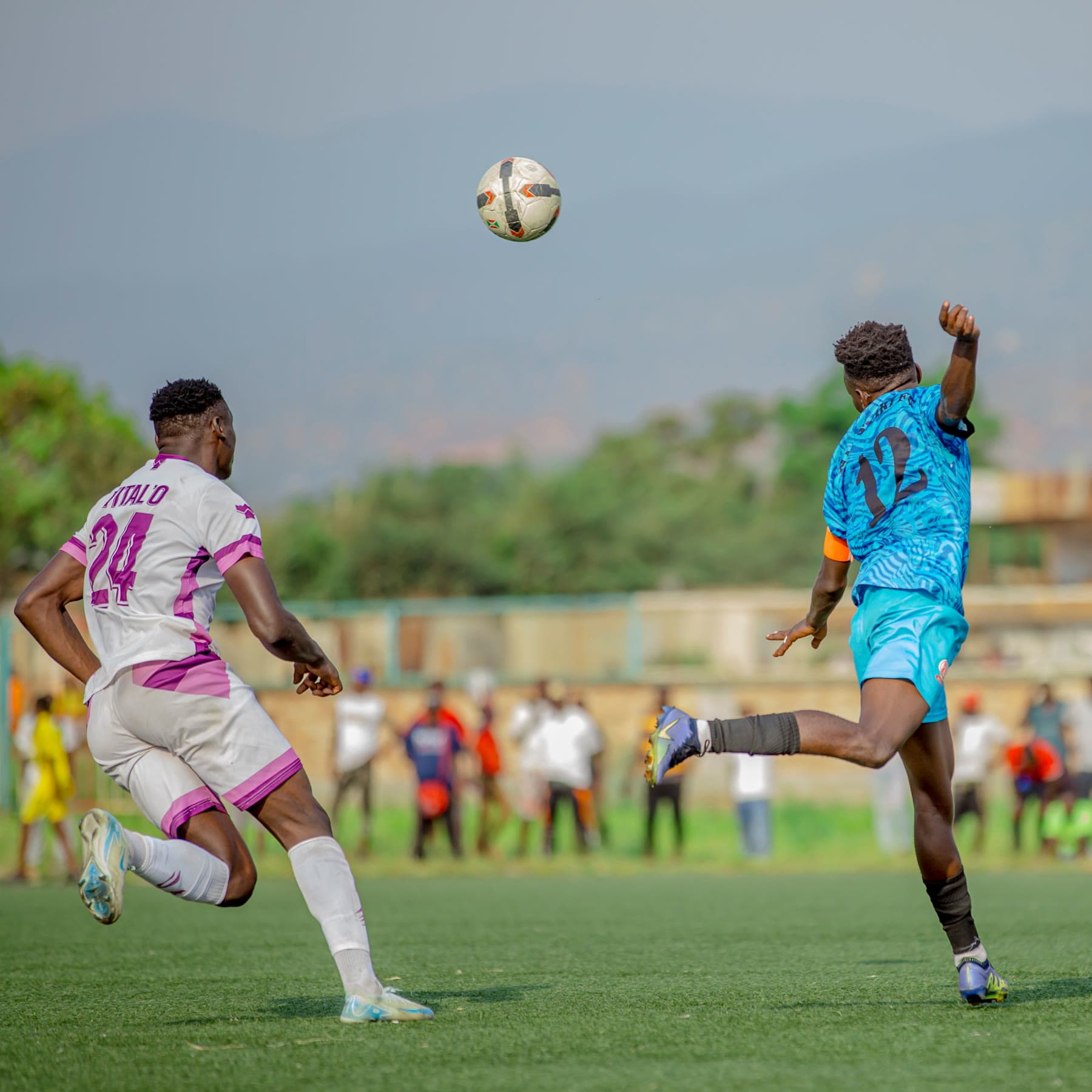 Soccer players in action during a match